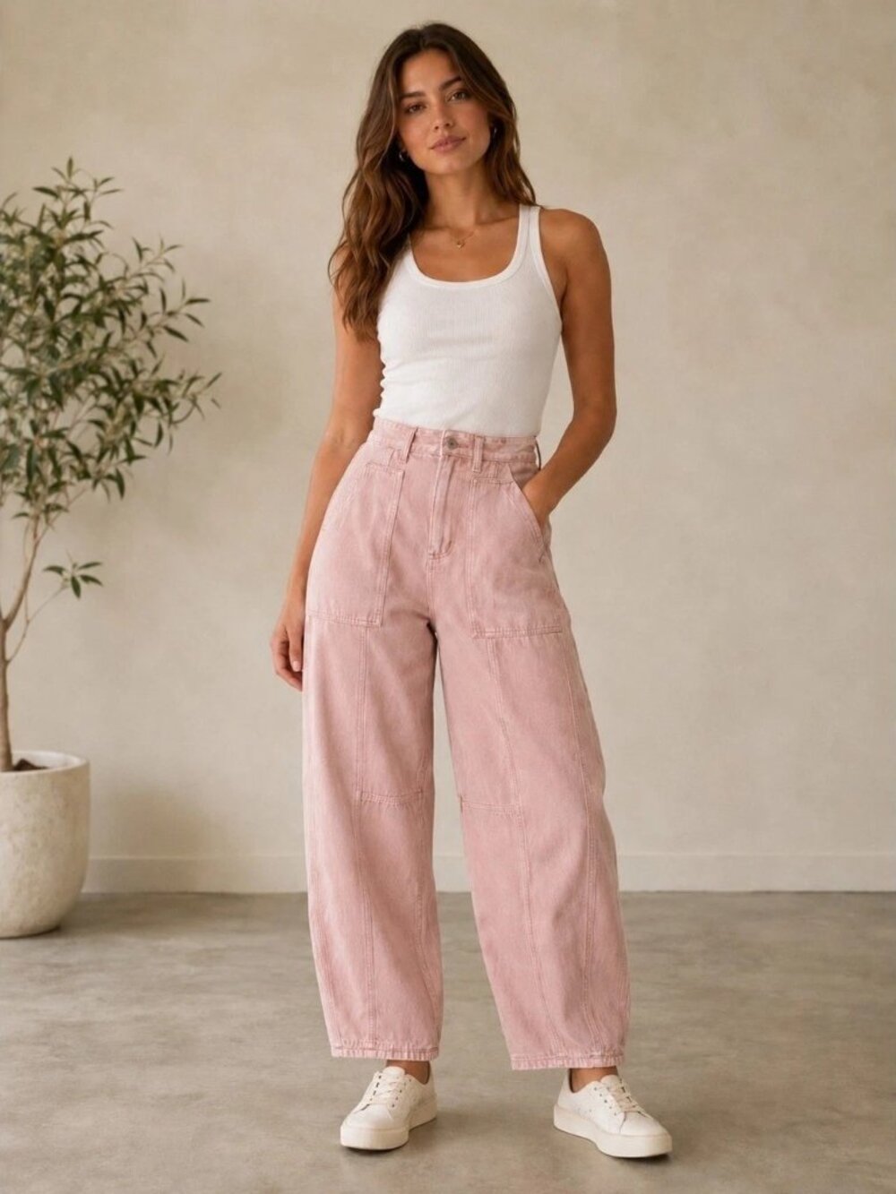NWT Universal Thread Easy Barrel Jeans Size 6 Pink High Rise 100% Cotton